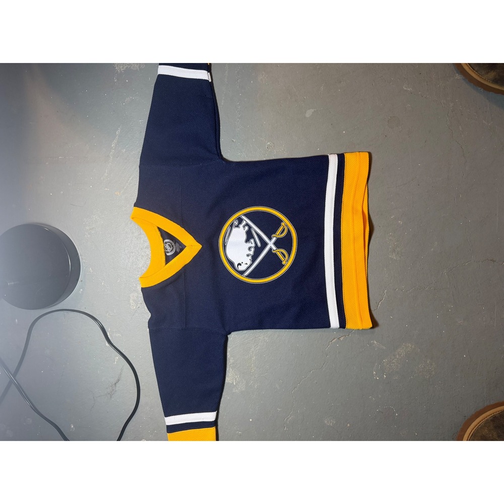 NHL Buffalo Sabres Hockey Jersey Toddler 2T Navy Blue Gold Striped Mesh